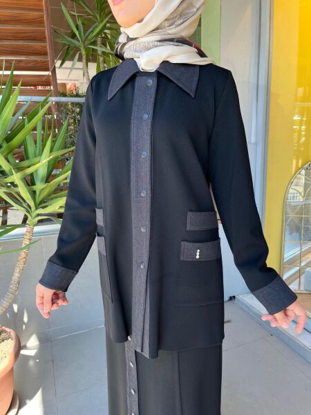 MissDalida Denim Detaylı Triko Ceket T25PF-8205