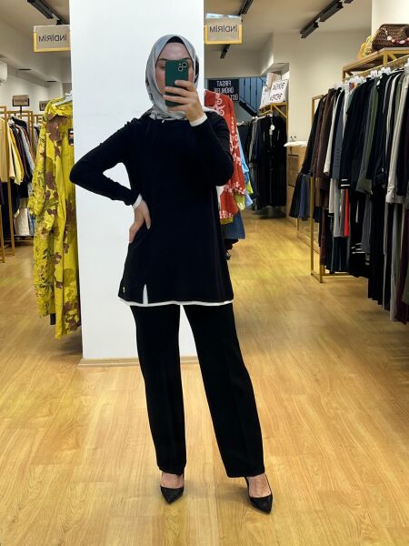 MissDalida Yakası Yırtmaçlı Triko Tunik T25PF-6002