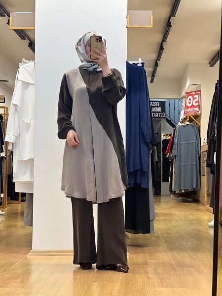MissWhence İki Renkli Cupro Gömlek 25Y-37315