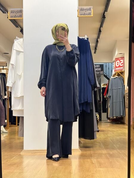 MissWhence İki Renkli Cupro Gömlek 25Y-37315