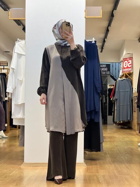 MissWhence İki Renkli Cupro Gömlek 25Y-37315