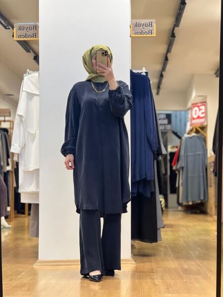 MissWhence İki Renkli Cupro Gömlek 25Y-37315