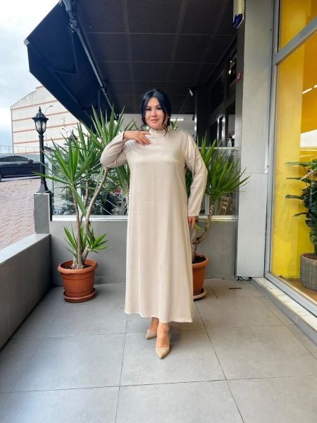 MissDalida Broş Detaylı Cupro Uzun Elbise T25K-4019-BB